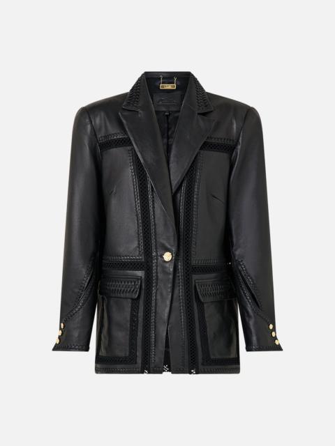 LEATHER JACKET WITH SLEEVE CUT OUT DETAIL