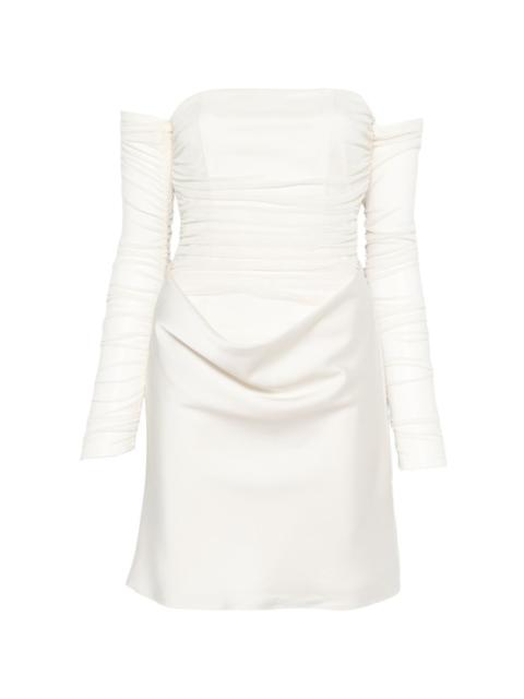 ruched mesh mini dress