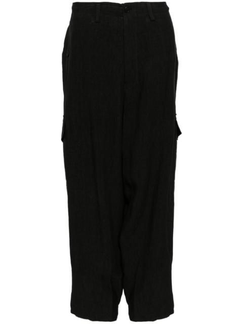 high-waist linen cargo skirt