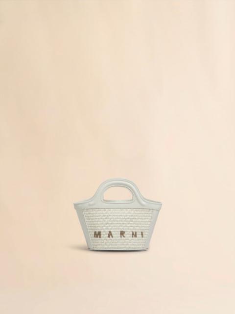 TROPICALIA MICRO BAG IN LIGHT BLUE LEATHER AND RAFFIA-EFFECT FABRIC
