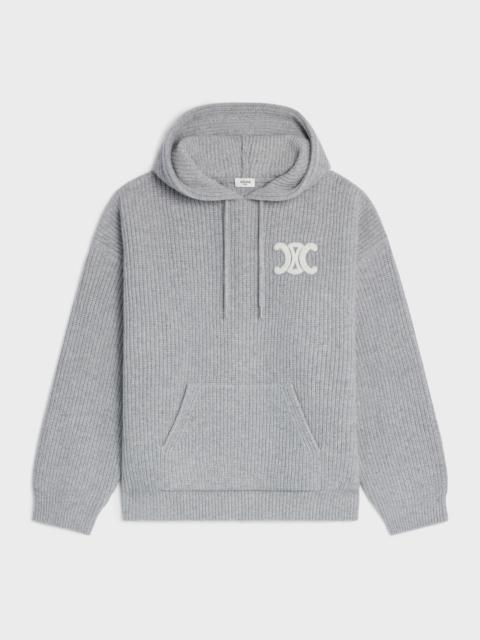 hooded sweater IN RIBBED WOOL