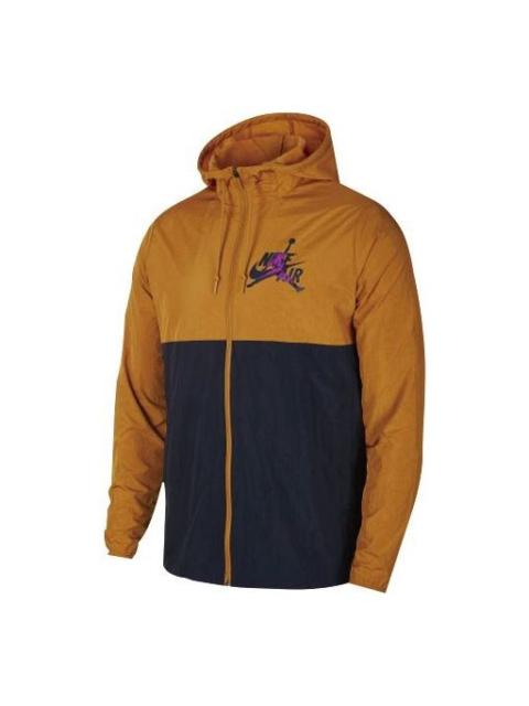 Air Jordan Alphabet Printing Basketball Colorblock Sports Hooded Jacket Black CK2218-710