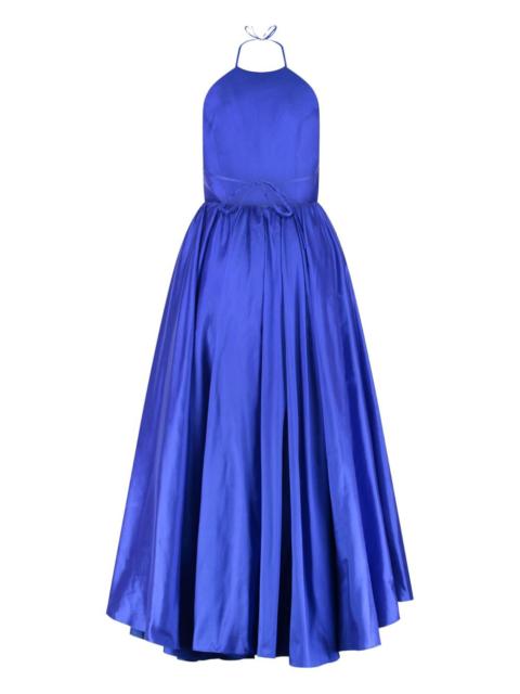 halterneck silk midi gown