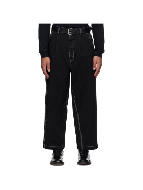 Black Spun Twill Garment Dyed Trousers