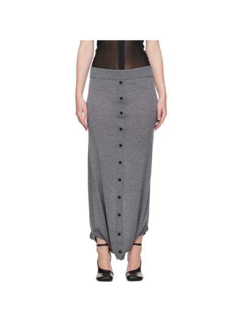 Gray Knit Fuseau Maxi Skirt