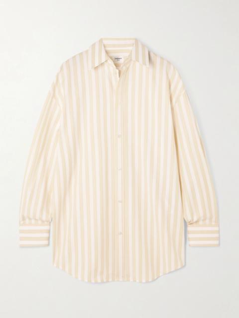 Striped cotton-piqué shirt Beige