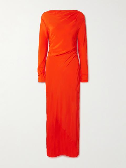 Fresca Gathered Draped Silk Crepe De Chine Maxi Dress