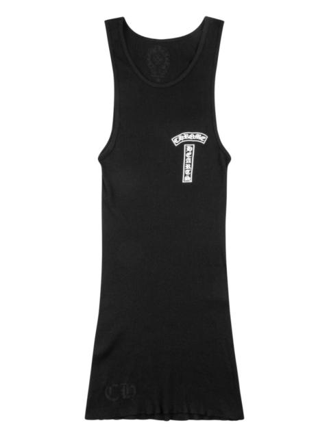 logo-print fine-ribbed tank top