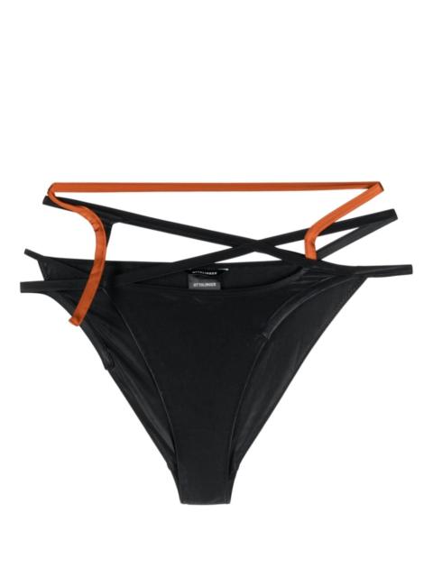 strappy two-tone bikini bottoms