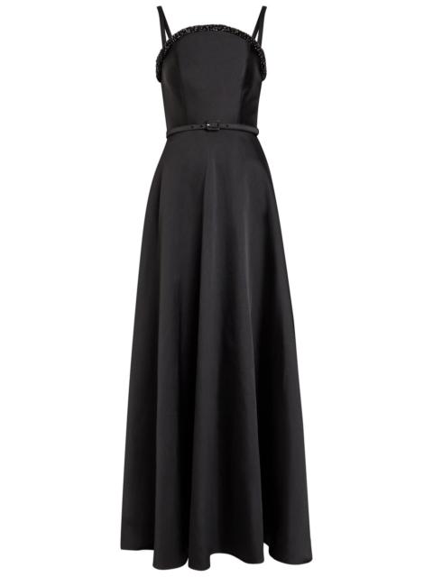 Roland Mouret Curved Crystal-embellished Taffeta Gown