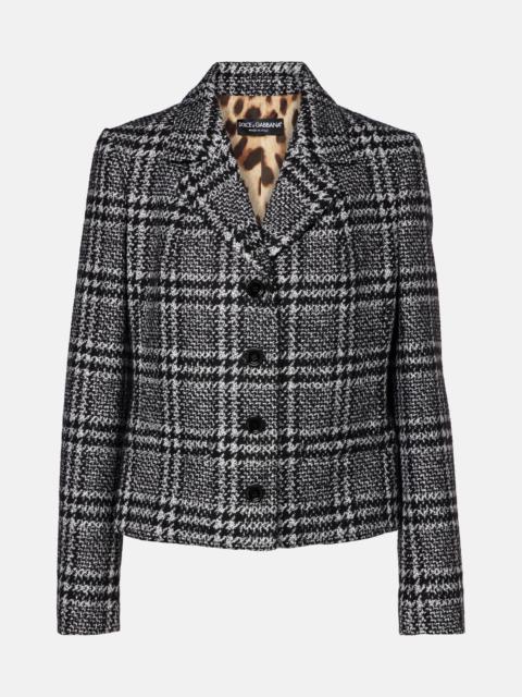 Checked wool, silk, and llama-blend jacket