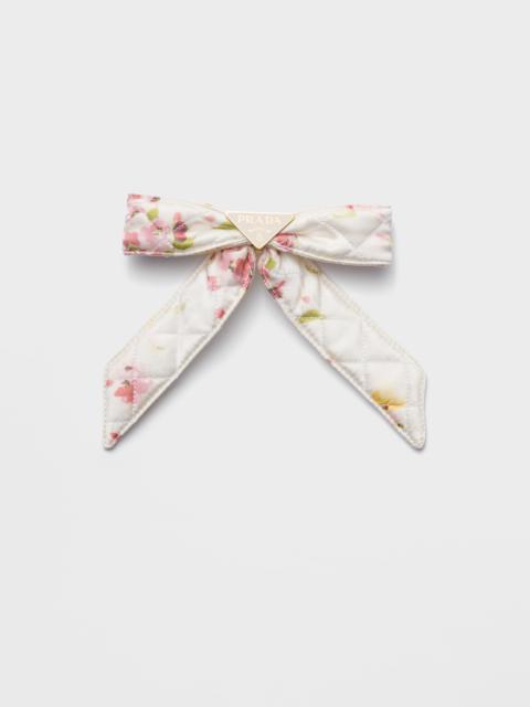 Floral-print satin hair clip