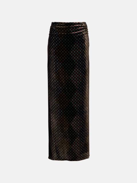 Printed satin maxi skirt