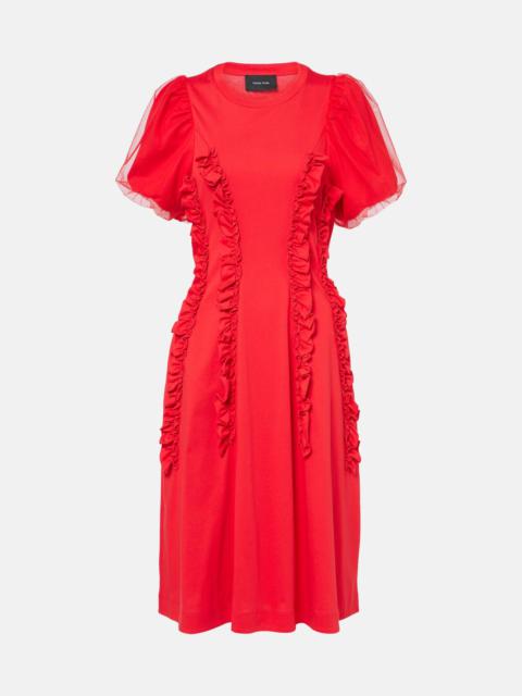 Ruffled cotton tulle midi dress