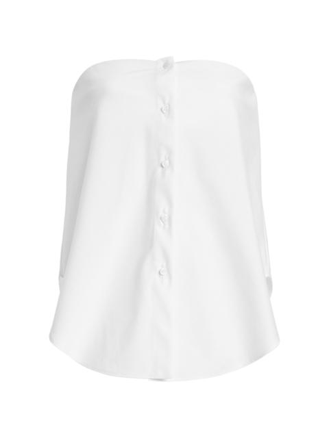 The Shea  Strapless Cotton-Blend Top white