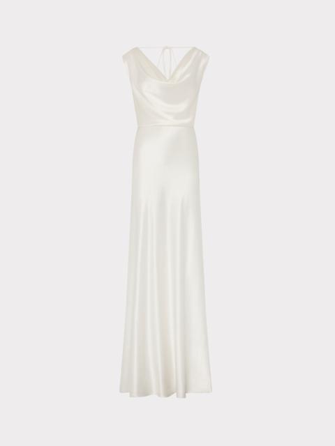 Hammered Satin Cowl Neck Gown