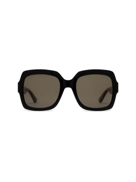 Web-stripe square-frame sunglasses