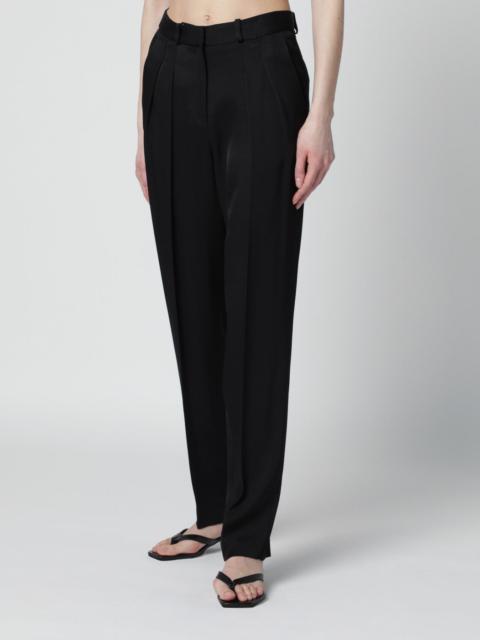 Black wool-blend trousers