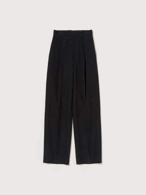 WOOL COTTON LINEN OX ONE-TUCK SLACKS
