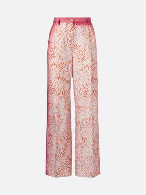Printed silk wide-leg pants