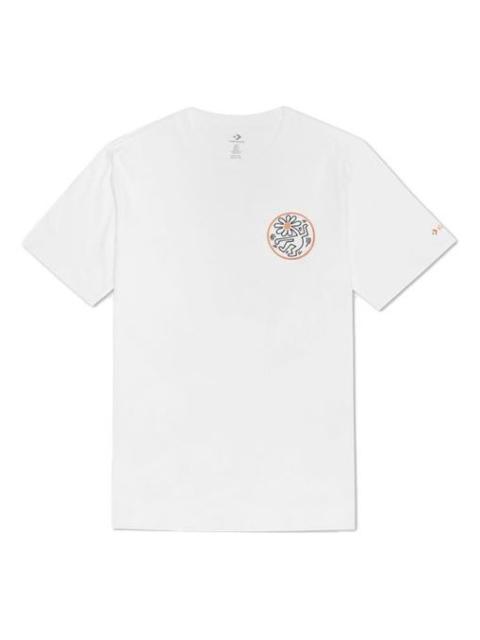 Men's Converse x Keith Haring Crossover Embroidered Logo Alphabet Printing Round Neck Loose White 10