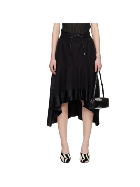 Black Cotton Broadcloth Midi Skirt
