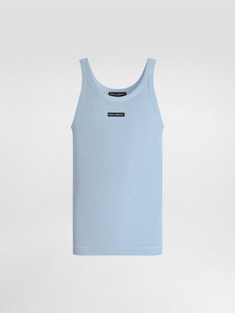 Cotton tank top with print