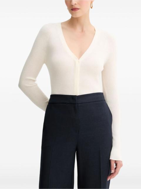 ribbed V-neck cardigan
