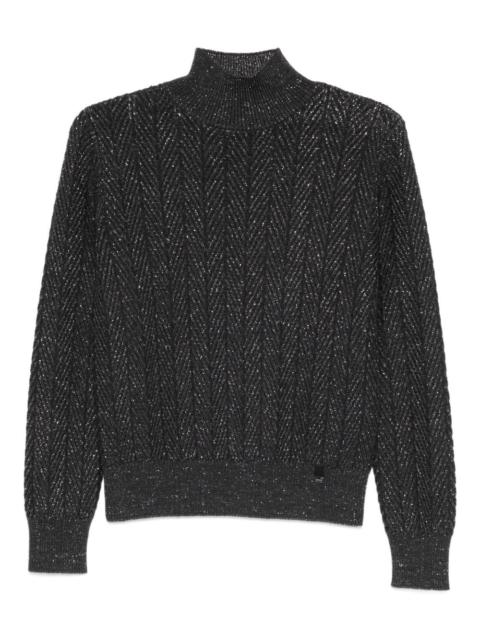 herringbone high-neck knitwear