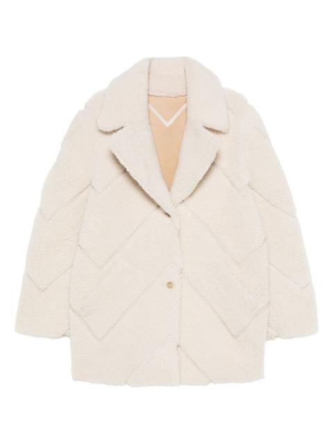chevron-pattern shearling jacket