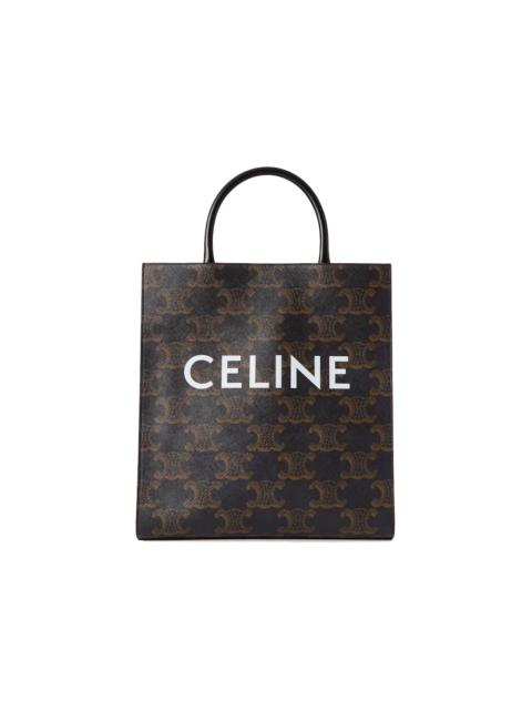 Celine Cabas Triomphe Leather Trimmed Logo-Print Coated Canvas Tote Bag Brown/White