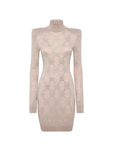 crystal-embellished monogrammed mini dress