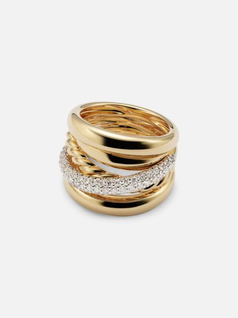DY Crossover® 18kt gold ring with diamonds