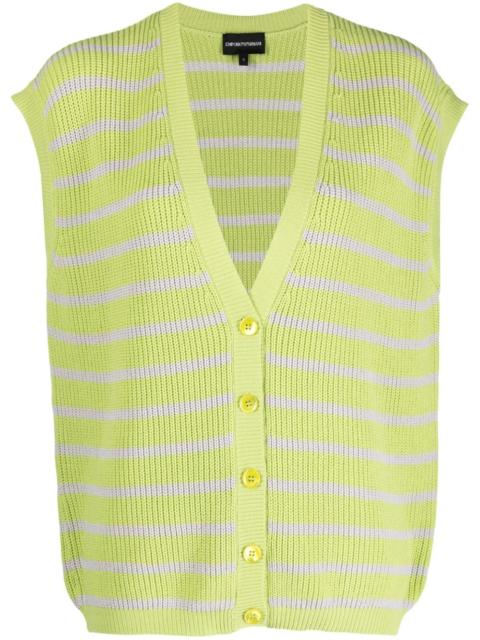 horizontal-stripe print knitted top