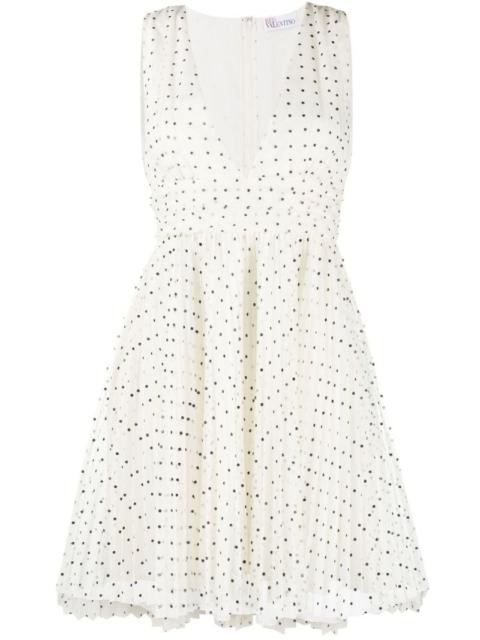 spotted V-neck mini dress