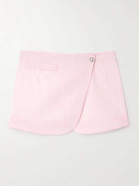 Prince of Wales checked wool mini wrap skirt