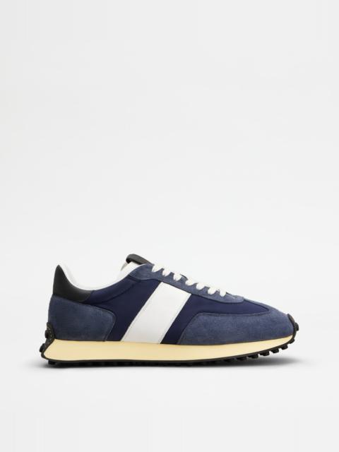 T VINTAGE SNEAKERS IN SUEDE AND TECHNICAL FABRIC - BLUE, WHITE, BLACK