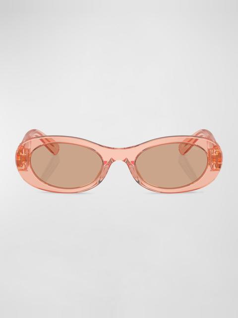 Logo Acetate Oval Sunglasses