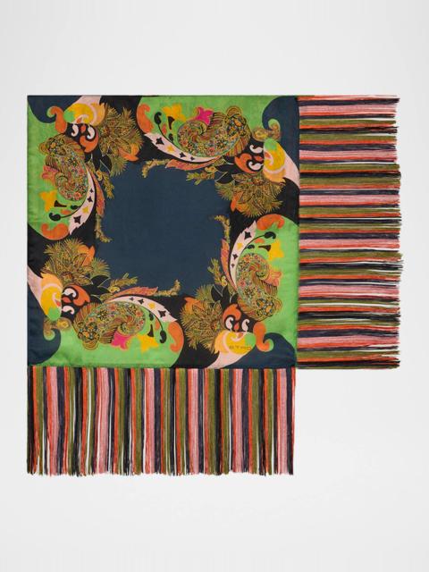 Silk Fringe-Trim Foulard