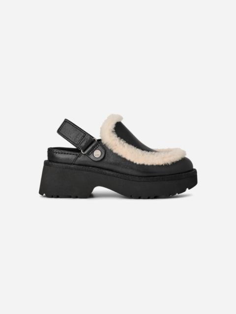 ® Women's Esmee Leather Clog Sheepskin Shoes in Black