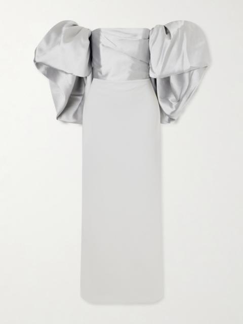 Floris Off-the-shoulder Satin-twill And Crepe Maxi Dress