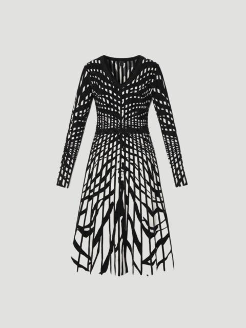 Zebra Jacquard Knit Full Skirted Midi Dress