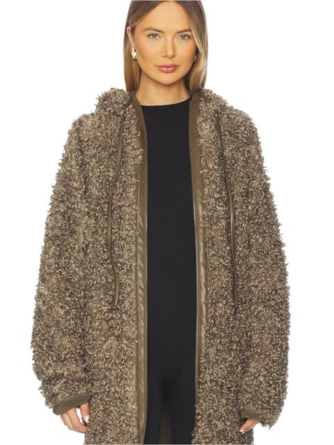 Oversized Raglan Sleeve Zip Front Hooded Jacket