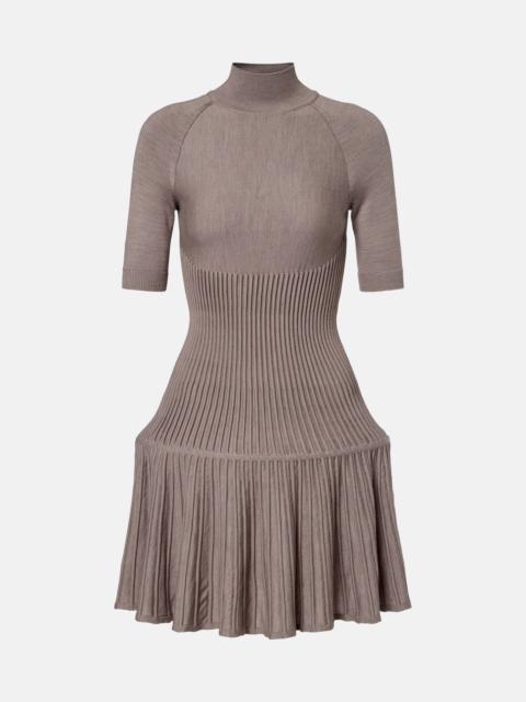 Ribbed-knit wool-blend minidress