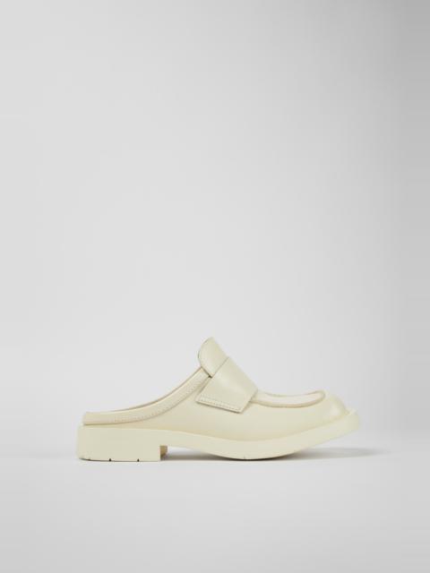 White leather loafer slide