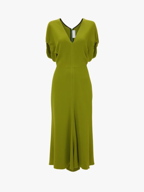 Blouson Detail Midi Dress In Parakeet