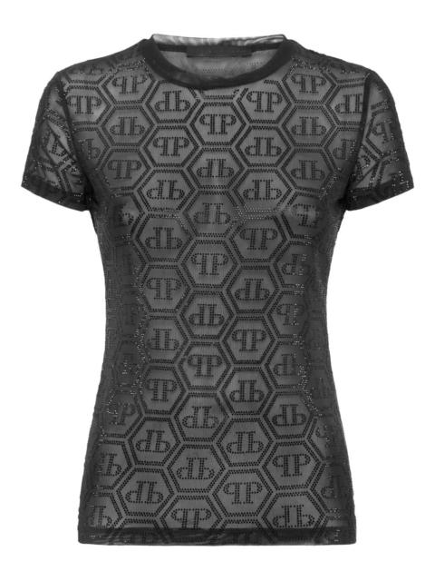 Tulle Monogram Strass T-Shirt