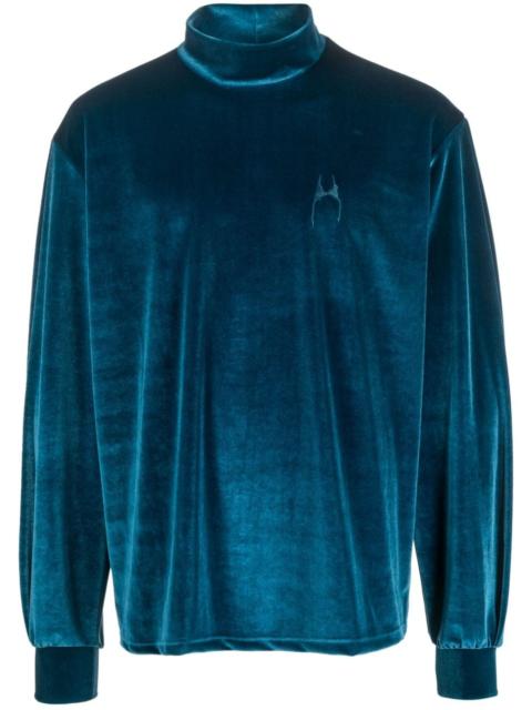 high-neck velvet jumper