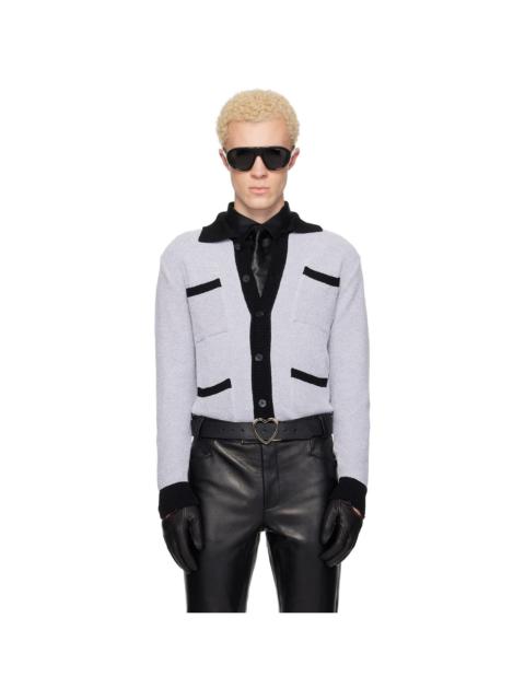 Gray Four Pocket Boucle Cardigan