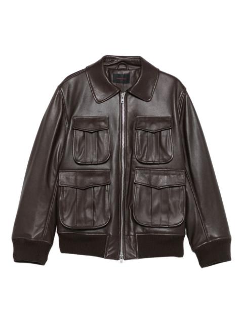 multiple-pocket lambskin leather jacket